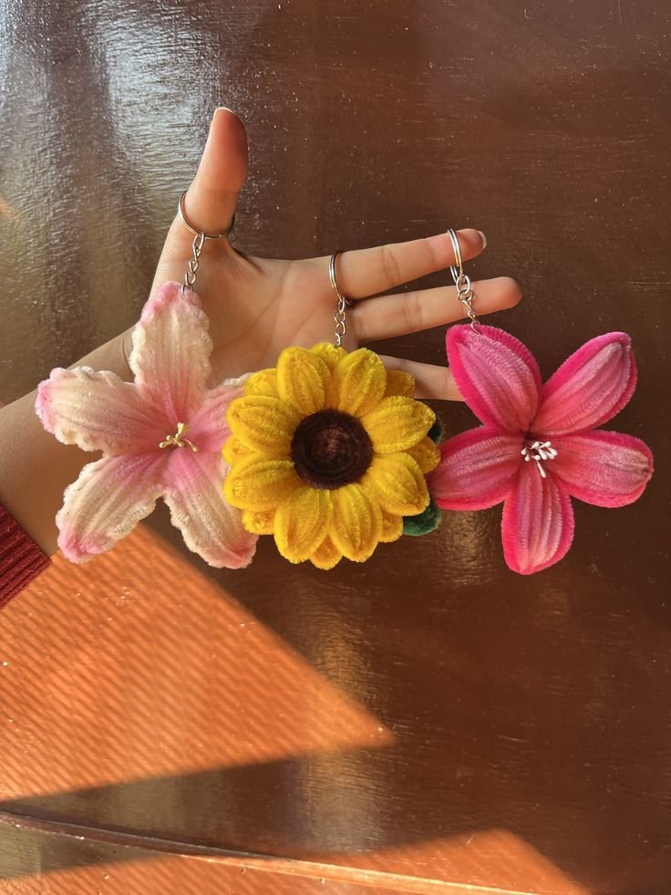 Flower Charm Keyring Set