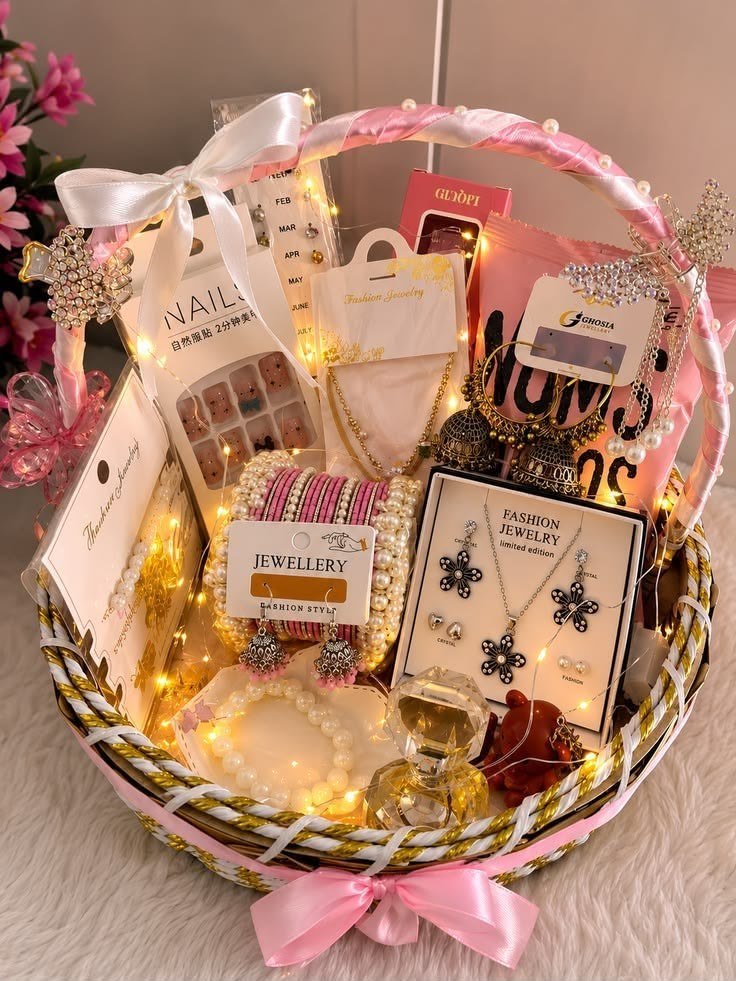 Pink & Gold Jewellery Basket