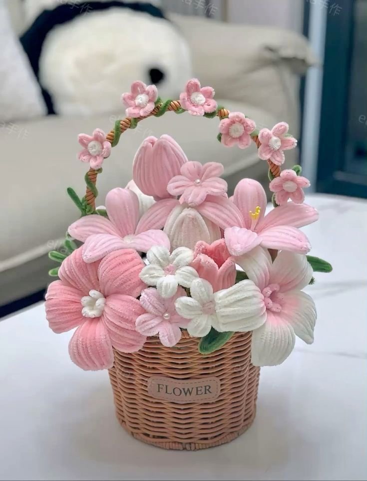 Pink Blossom Flower Basket